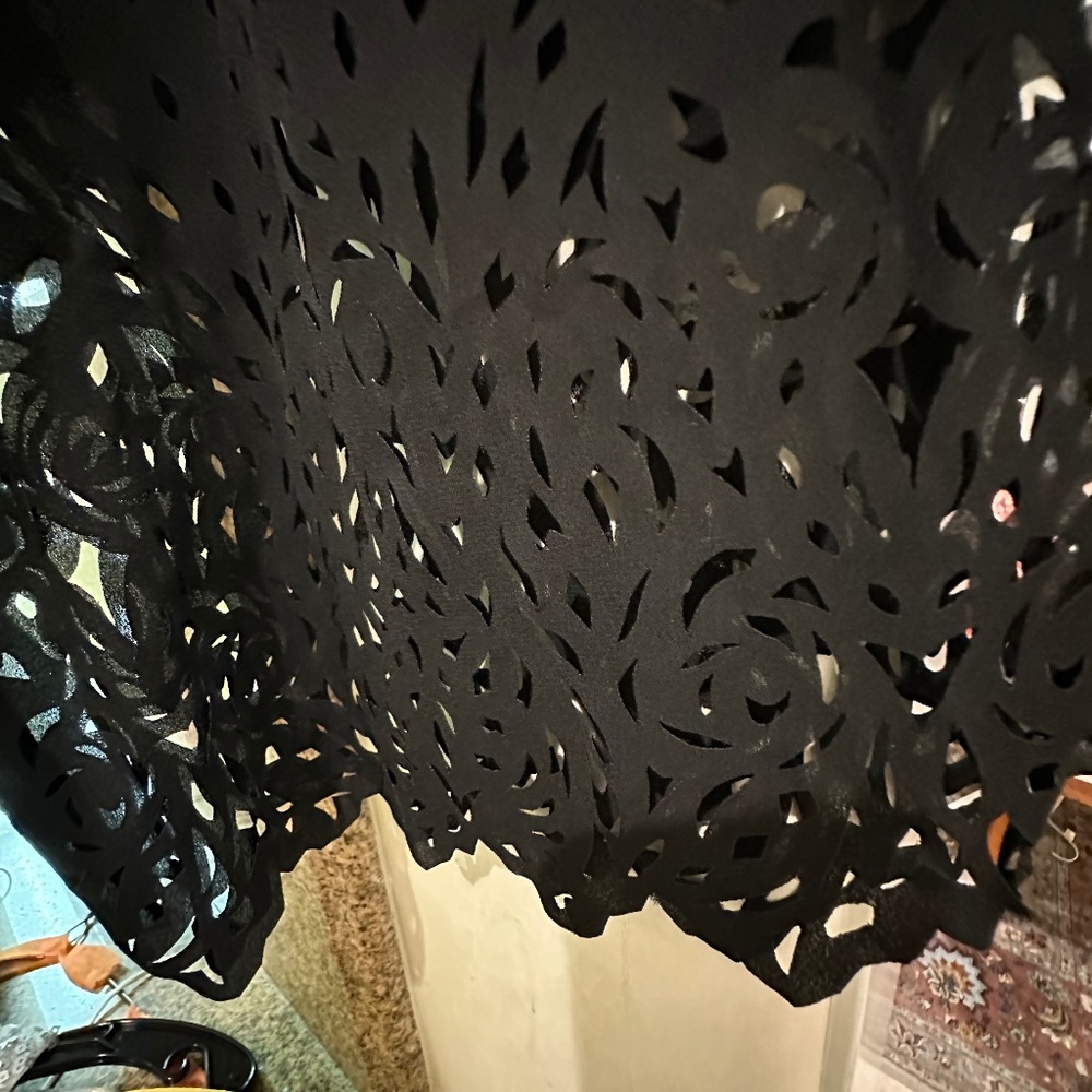 Black Skirt with laser cutout.  Fashionable, formal or party.  Size 4